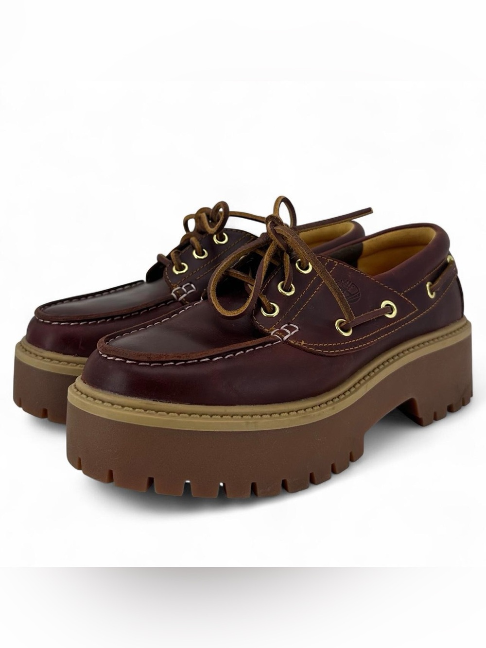 Timberland red-brown platform loafers